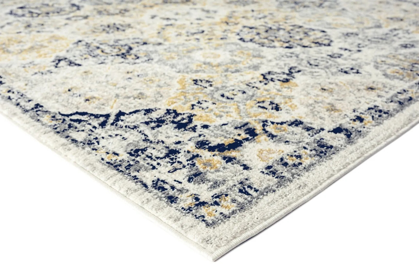 Priscilla Yellow and Navy Blue Floral Transitional Rug *NO RETURNS UNLESS FAULTY