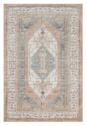Priya Orange and Green Traditional Distressed Washable Rugmodern color block patchwork rug