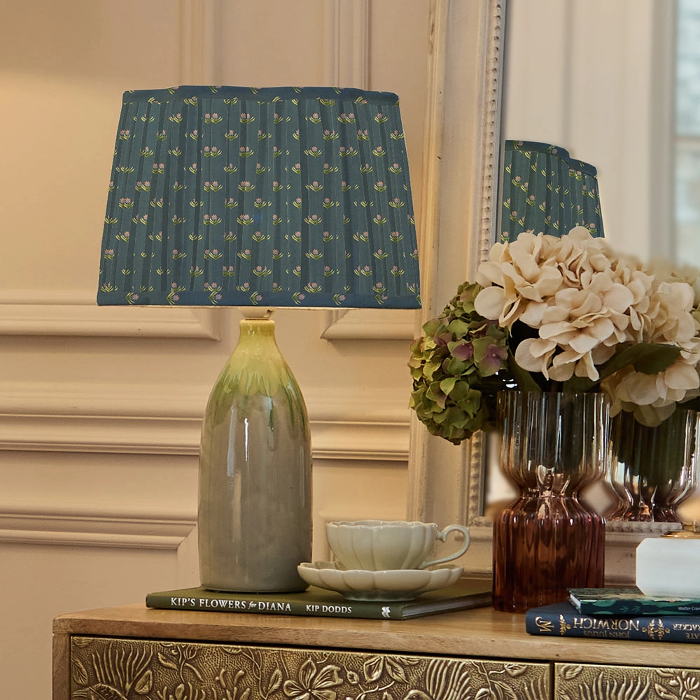Raja Pleated Scalloped Lamp Shade Denim