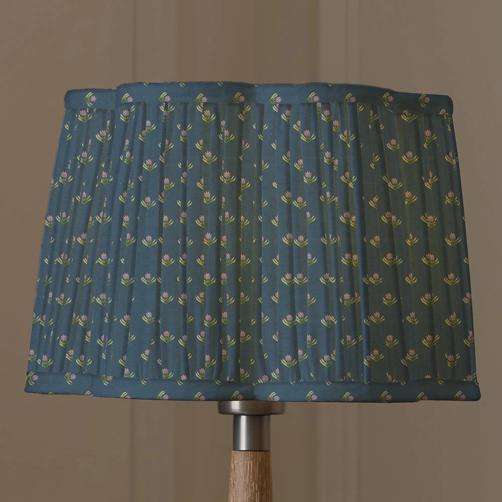 Raja Pleated Scalloped Lamp Shade Denim
