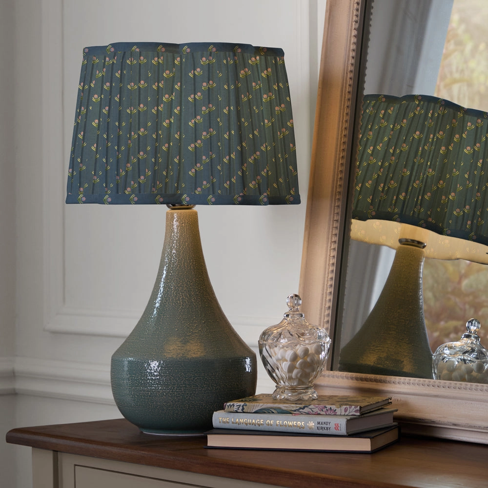 Raja Pleated Scalloped Lamp Shade Denim
