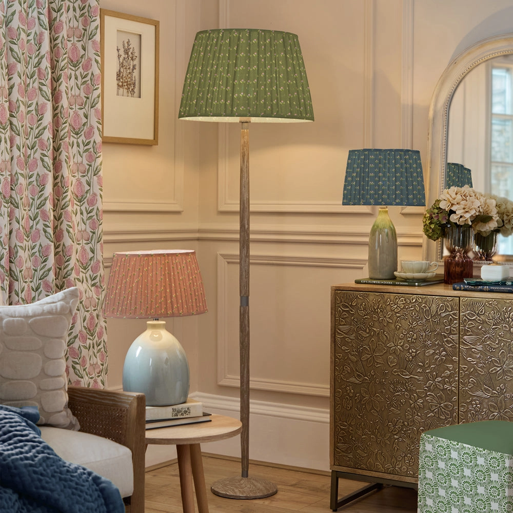 Raja Pleated Scalloped Lamp Shade Denim