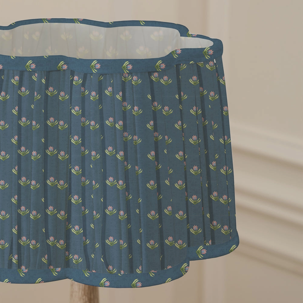 Raja Pleated Scalloped Lamp Shade Denim
