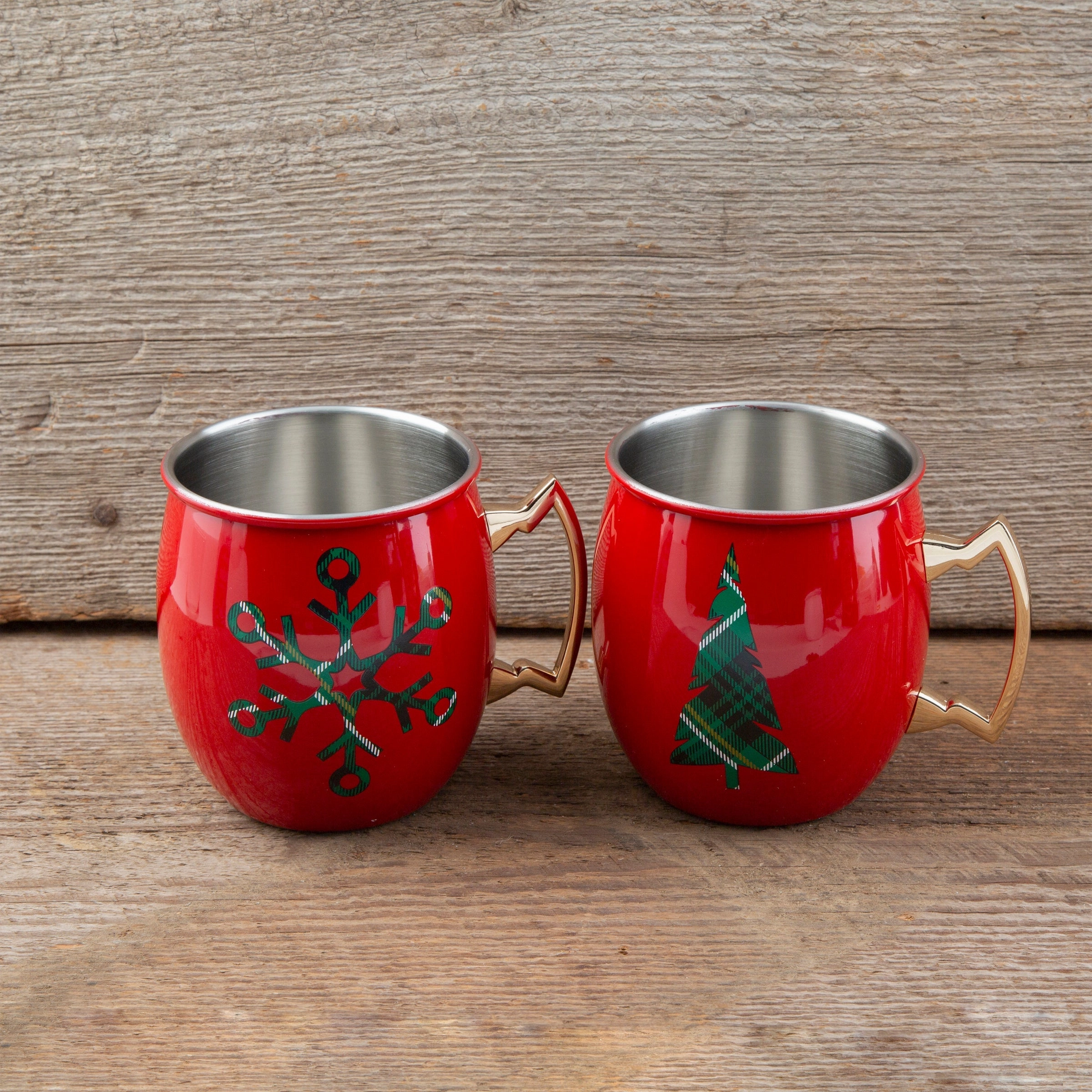 Red Christmas Moscow Mule Mugs - Set Of 2