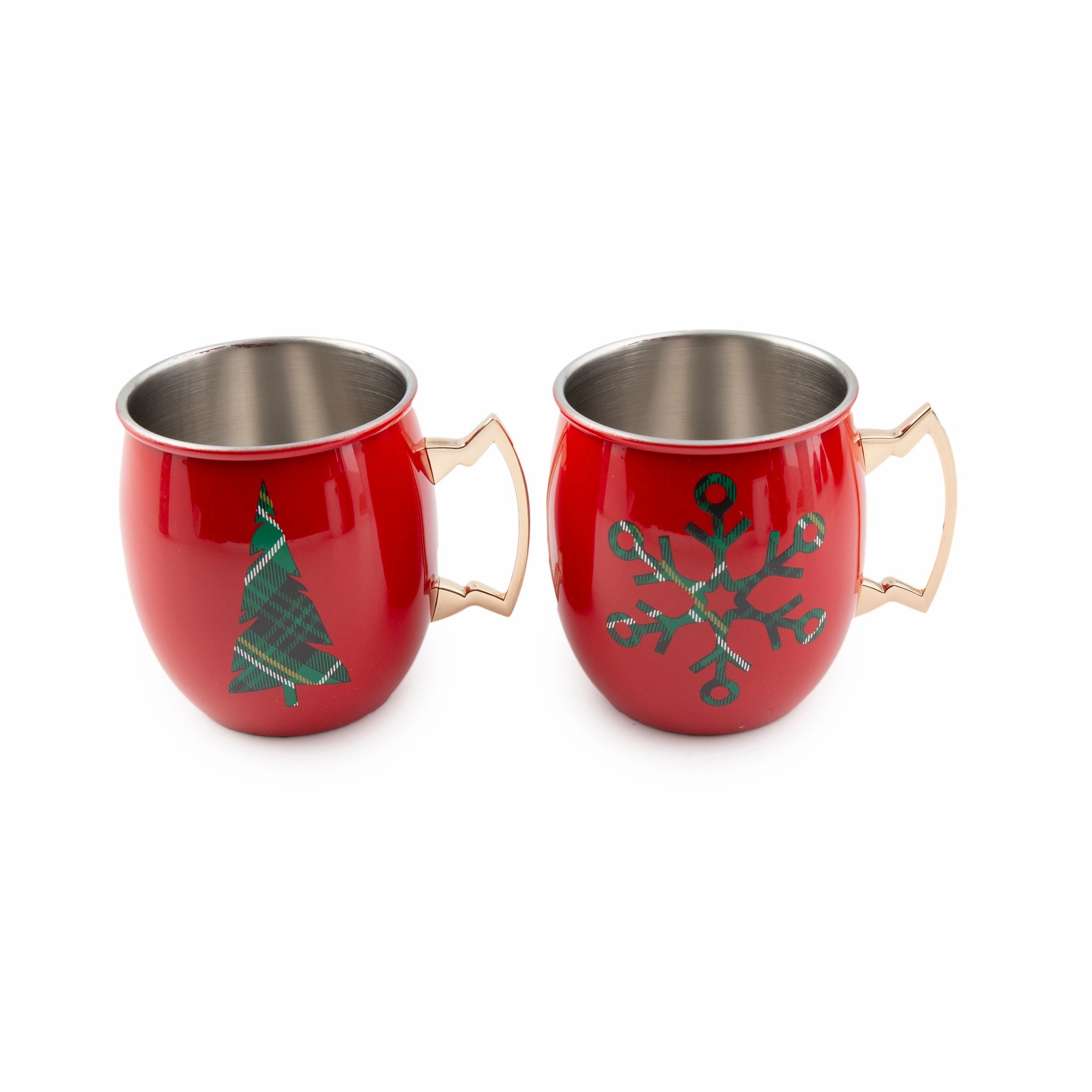 Red Christmas Moscow Mule Mugs - Set Of 2