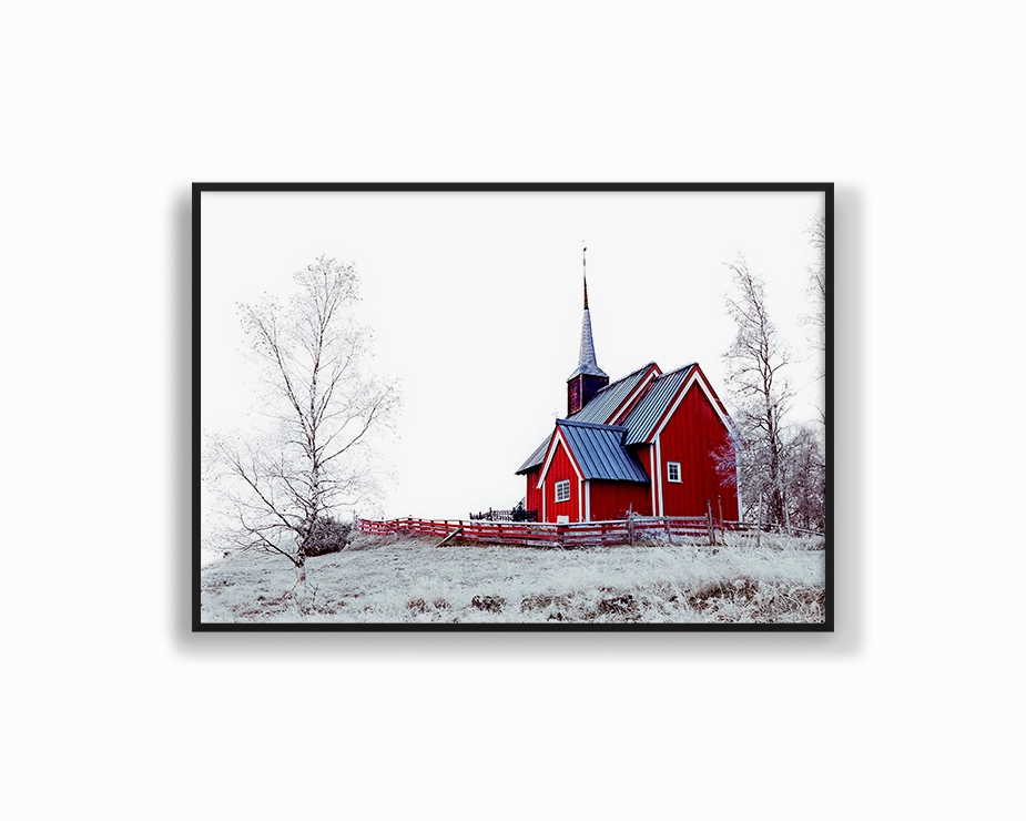 Red Church Landscapenordic style wall decor
