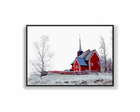 Red Church Landscapenordic style wall decor