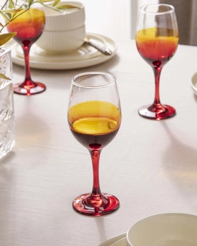 Red Tinted Base Wine Glass - Set Of 6modern kitchen decor ,kitchen dinner set ,dinnerware 