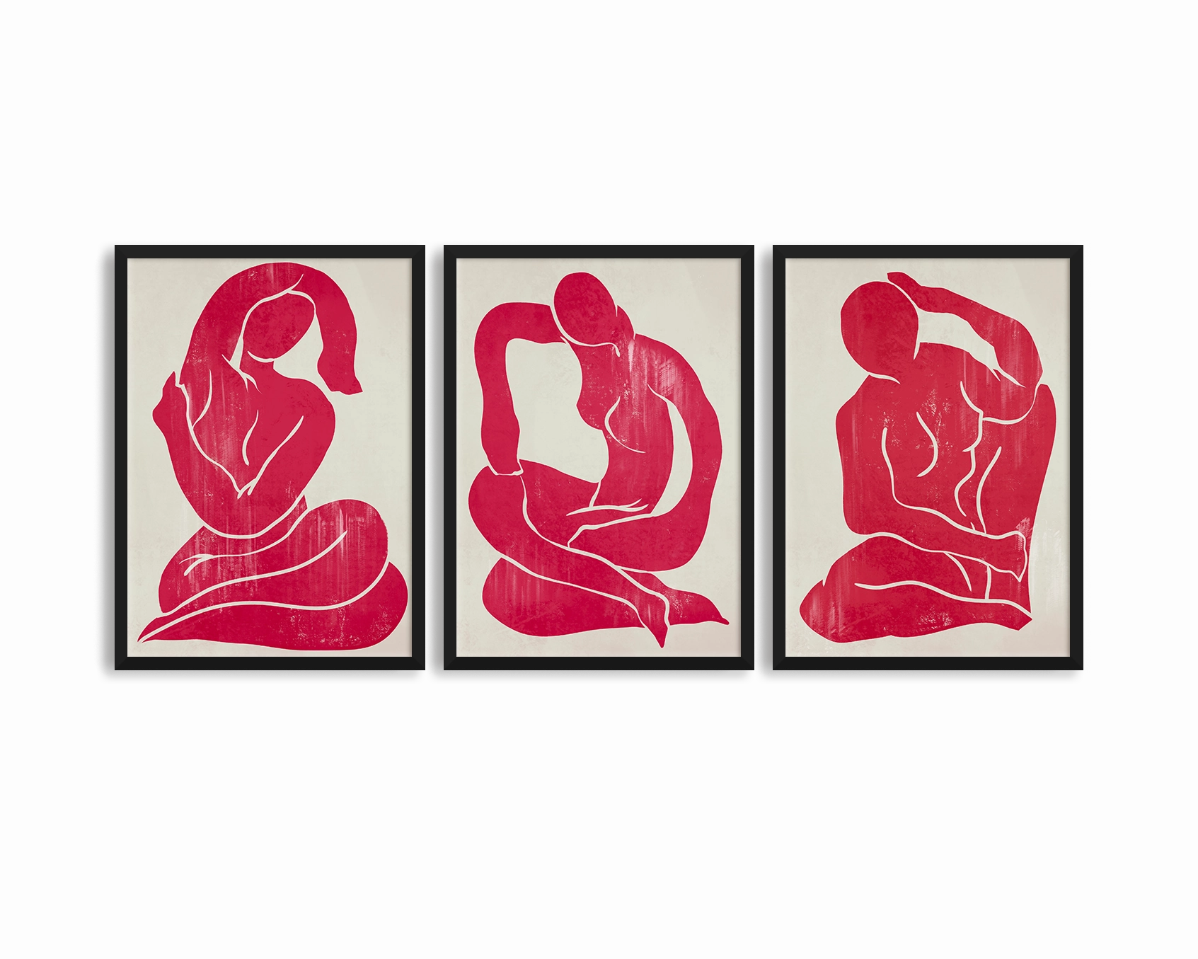 Red Trio Set - Figure Printmodern abstract painting decor