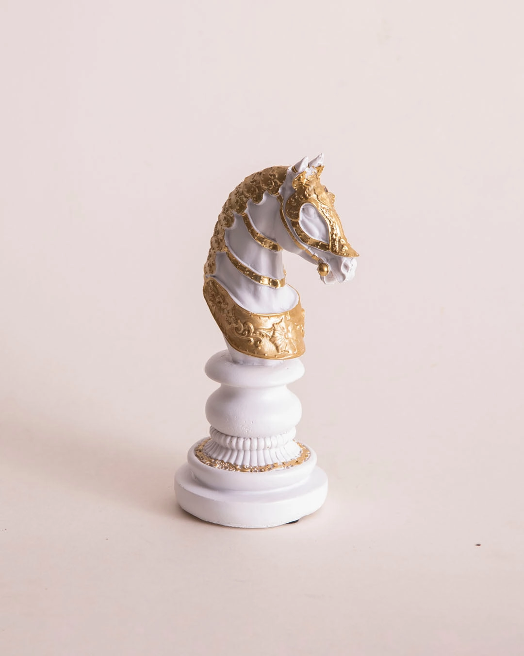Regal Knight Decorative Chess Piece - White