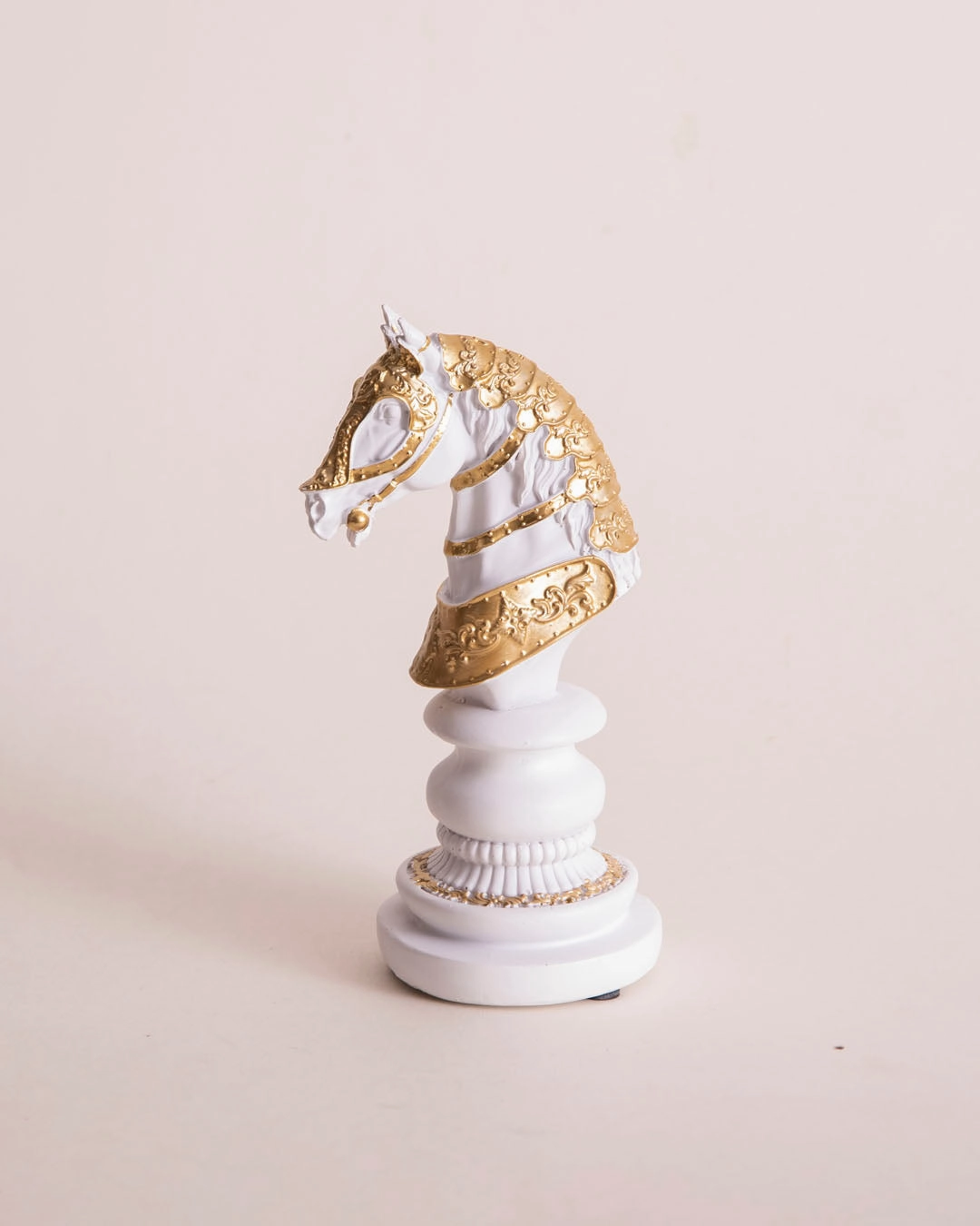 Regal Knight Decorative Chess Piece - White