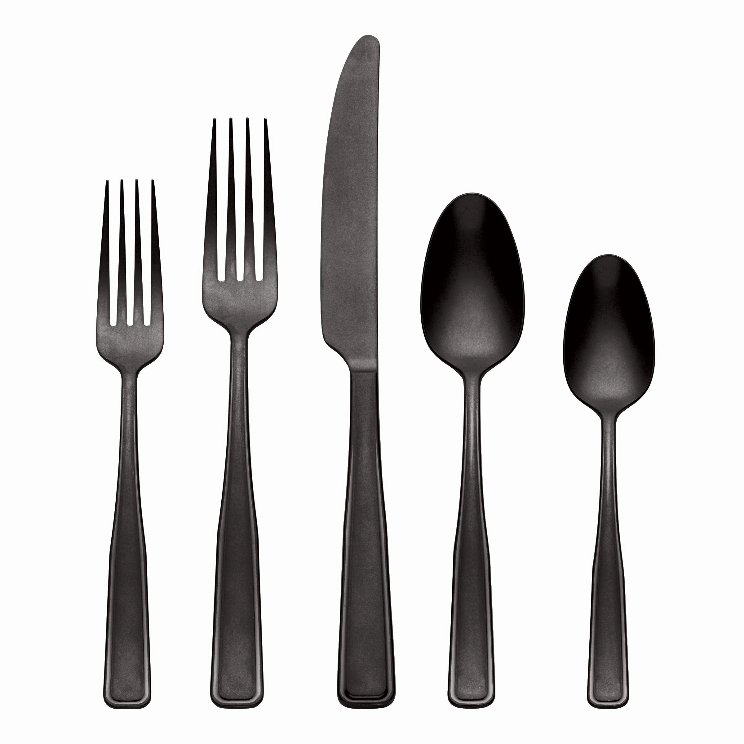 Reid Black Vintage 20 Piece Flatware Seteco-friendly bamboo fiber tableware set 