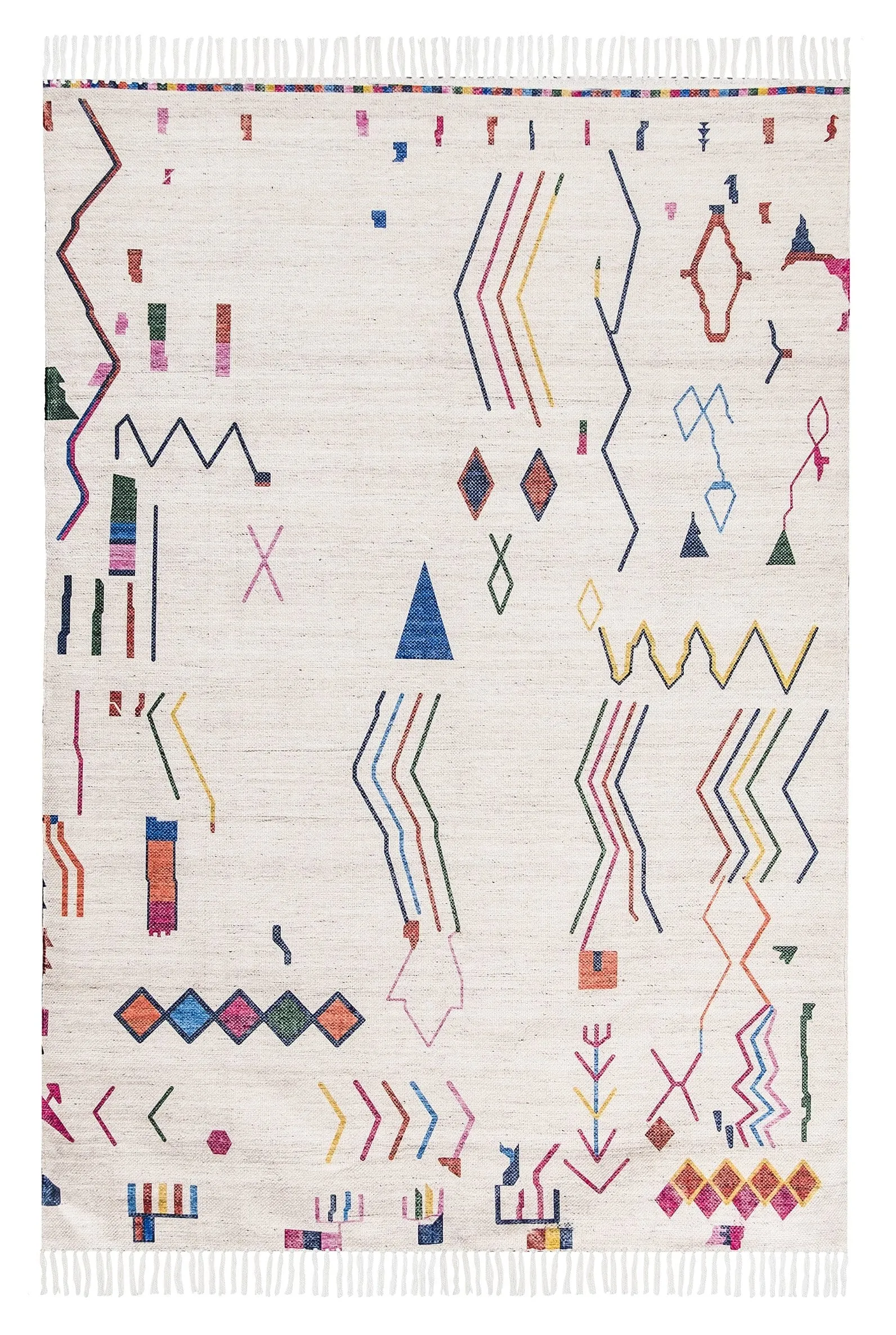 Remi Ivory Multi-Colour Abstract Tribal Indoor Outdoor Rugmodern color block patchwork rug