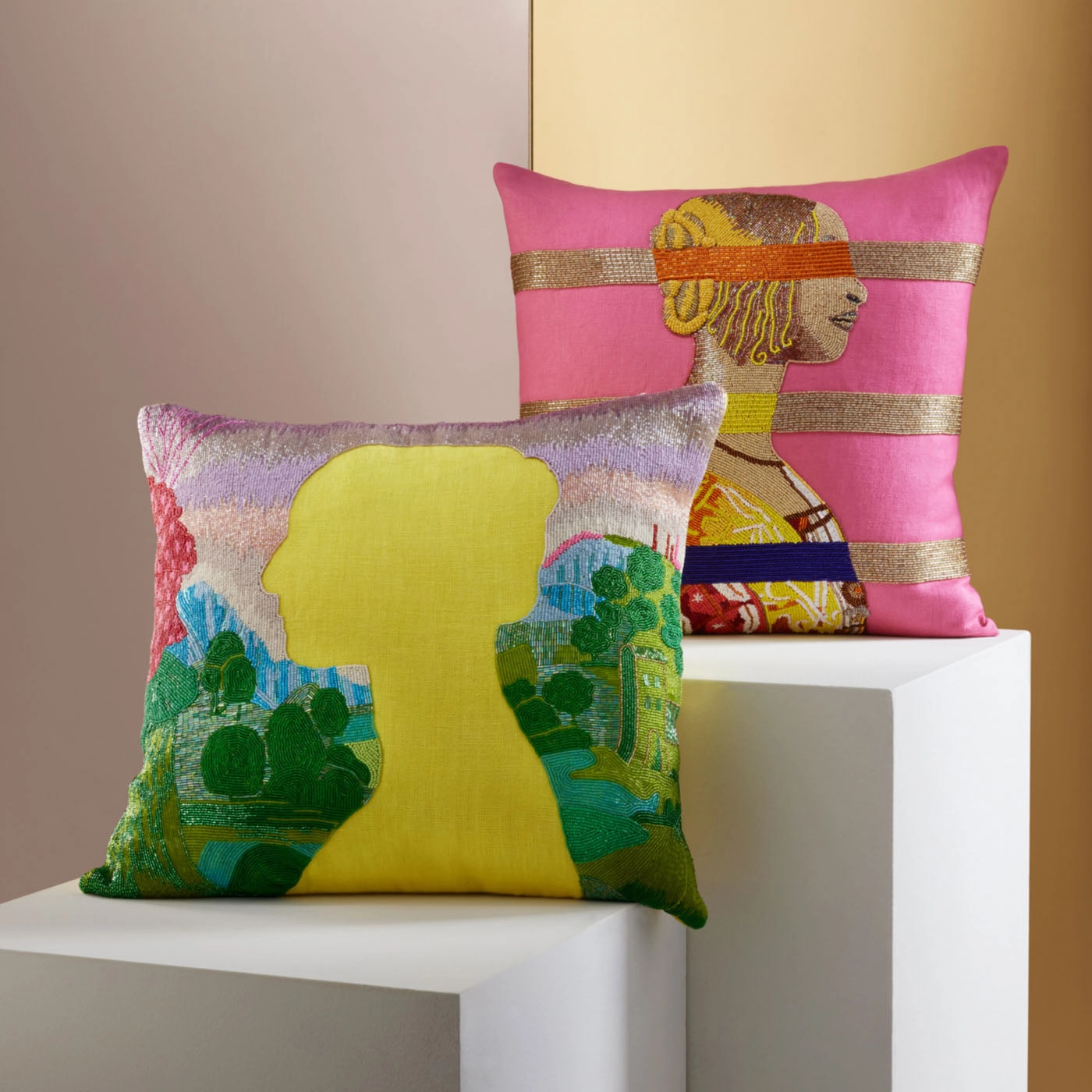Renaissance Bars Beaded Pillow