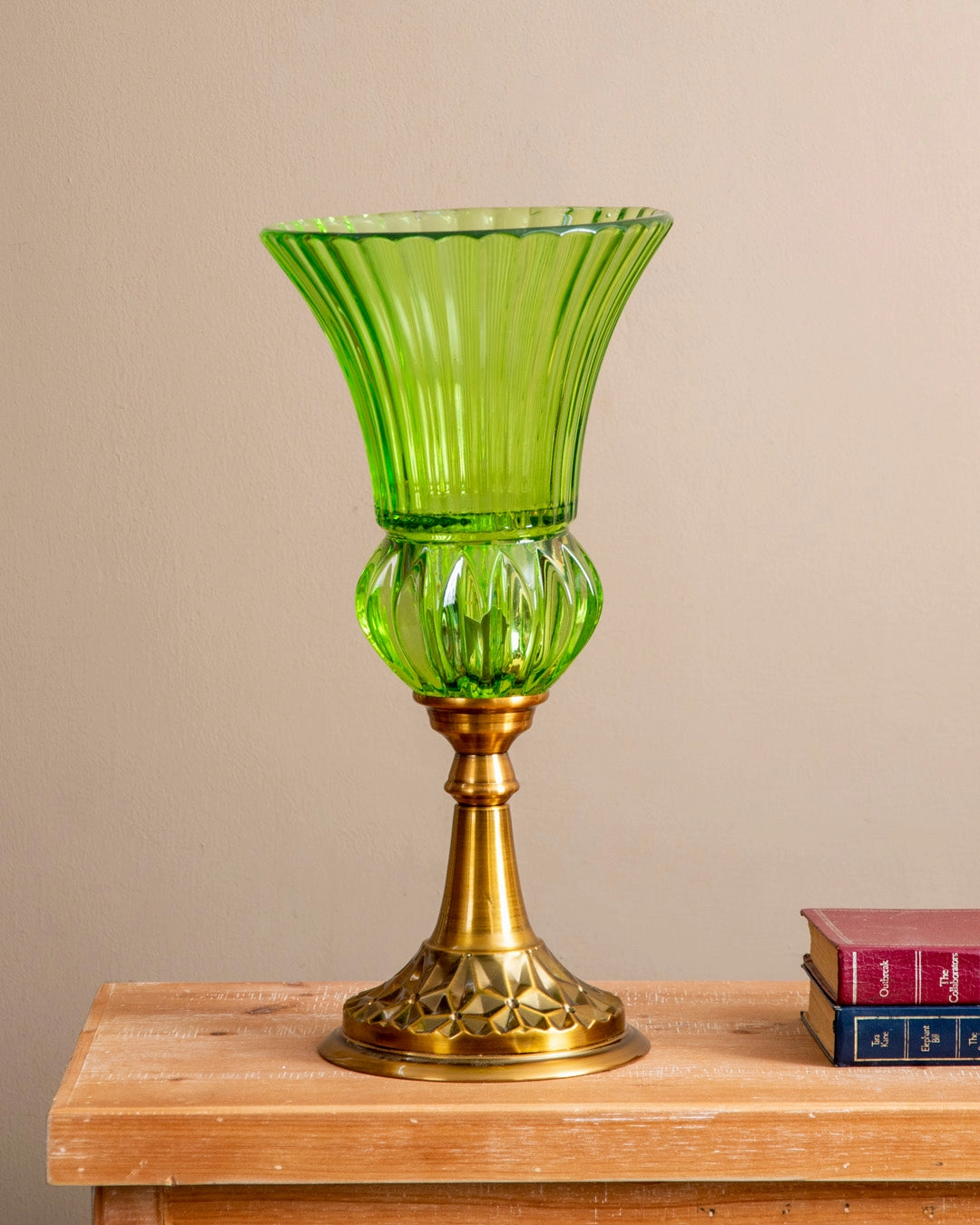 Ribbed Trumpet Glass Vase - Greenhome decor ,wall decor 
