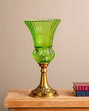 Ribbed Trumpet Glass Vase - Greenhome decor ,wall decor 