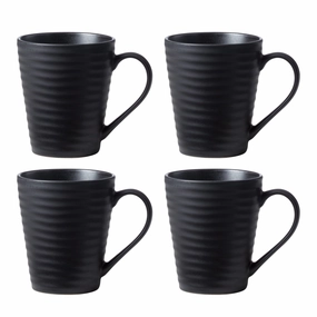 Ridge Black Mugs - Set of 4glass cups ,personalized mugs 