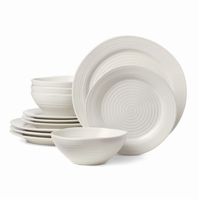Ridge White 12-Piece Dinnerware Setmodern kitchen decor ,kitchen dinner set ,dinnerware 