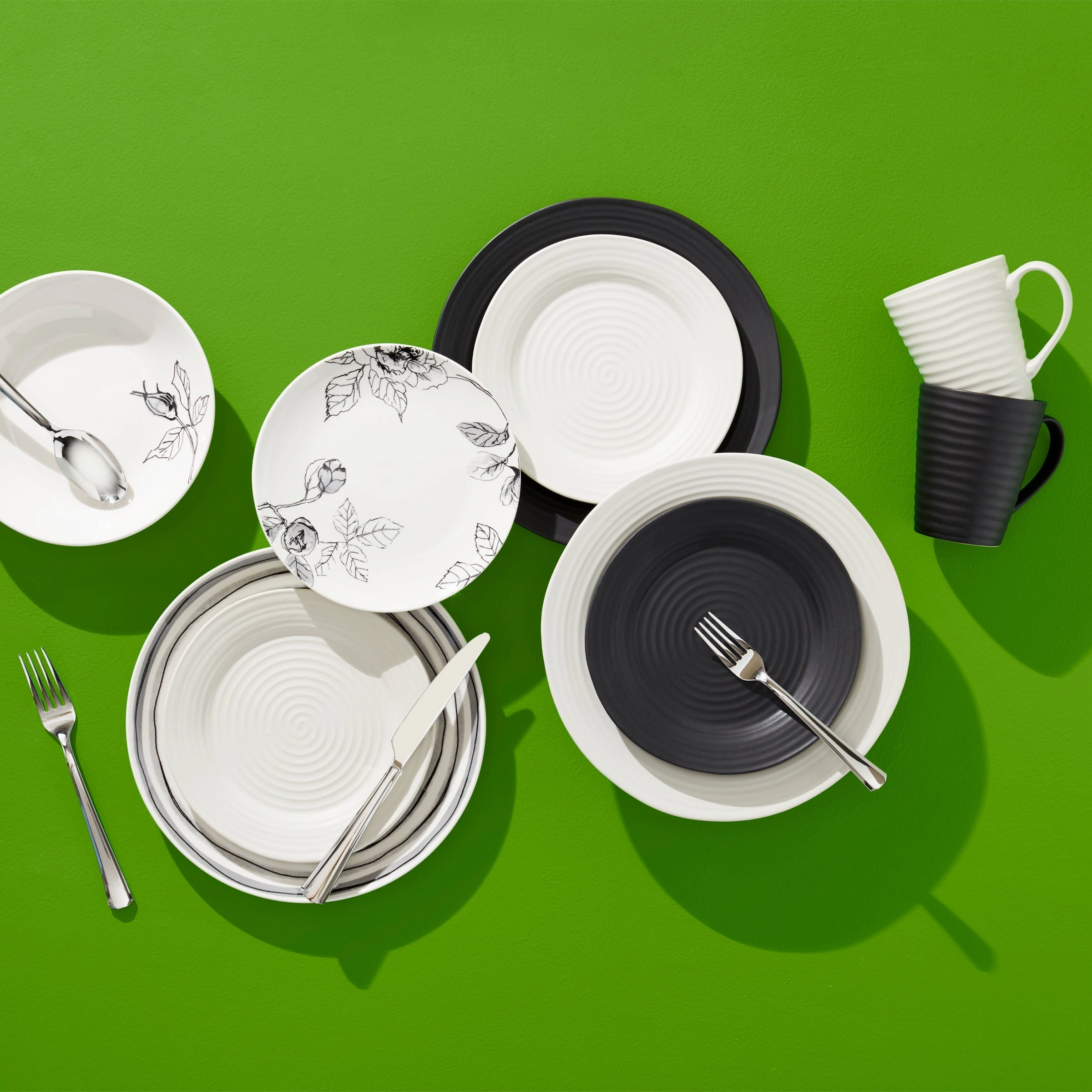 Ridge White 12-Piece Dinnerware Set