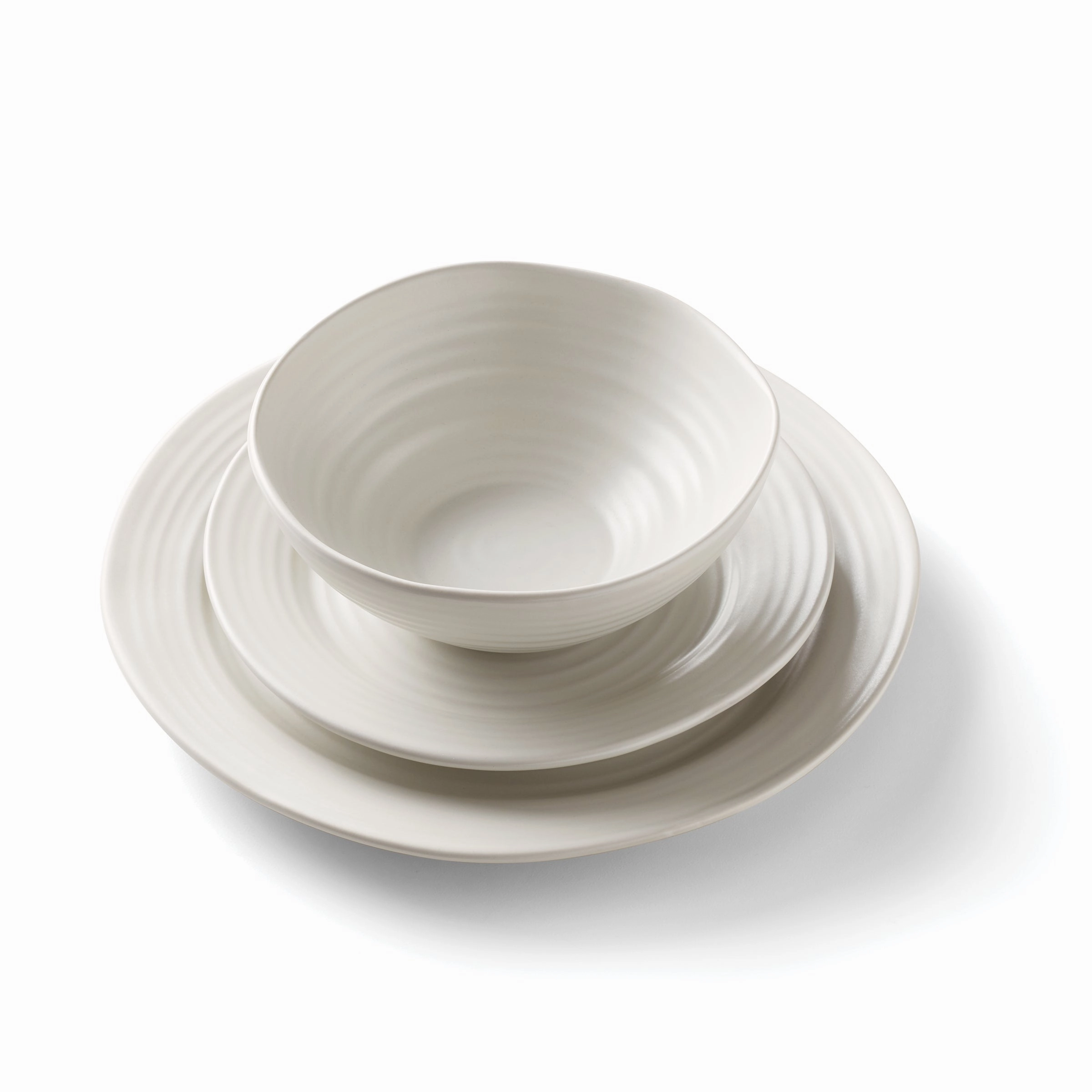 Ridge White 12-Piece Dinnerware Set