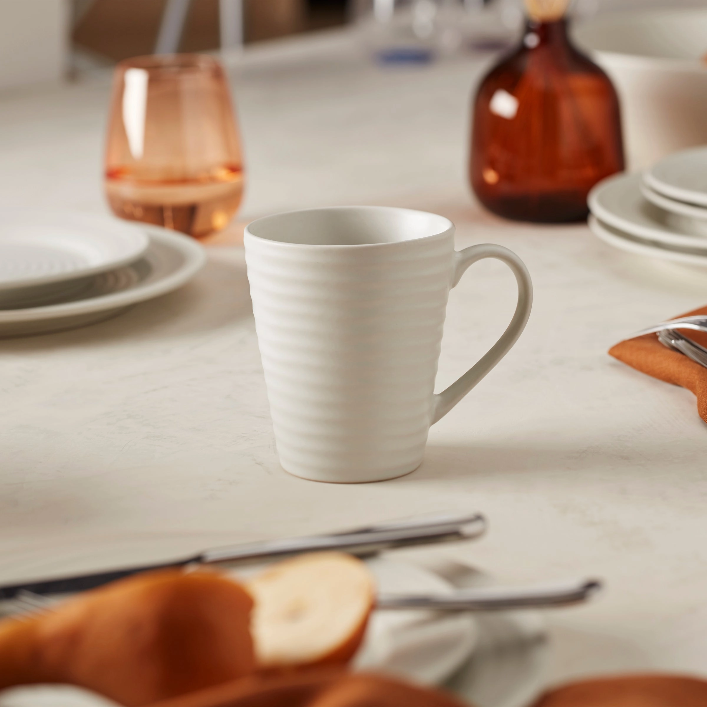 Ridge White 12-Piece Dinnerware Set