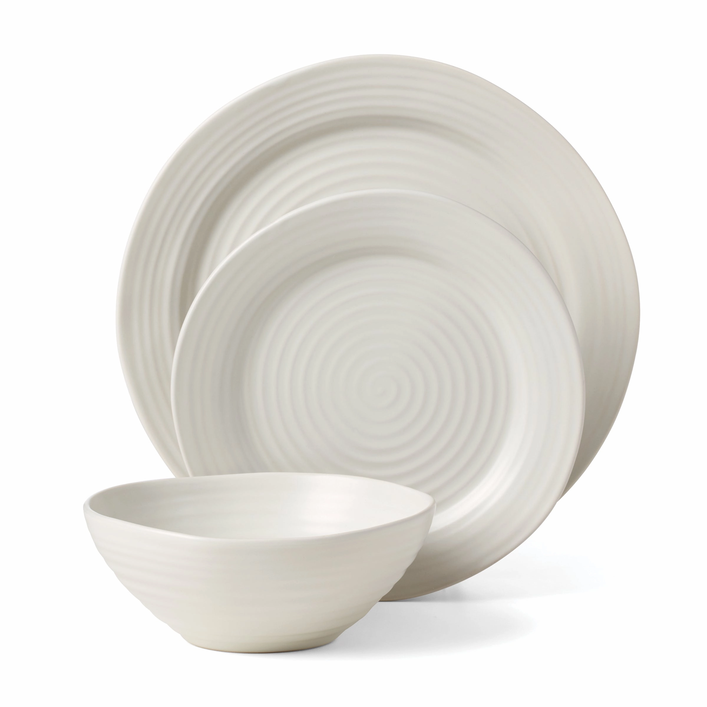 Ridge White 12-Piece Dinnerware Set