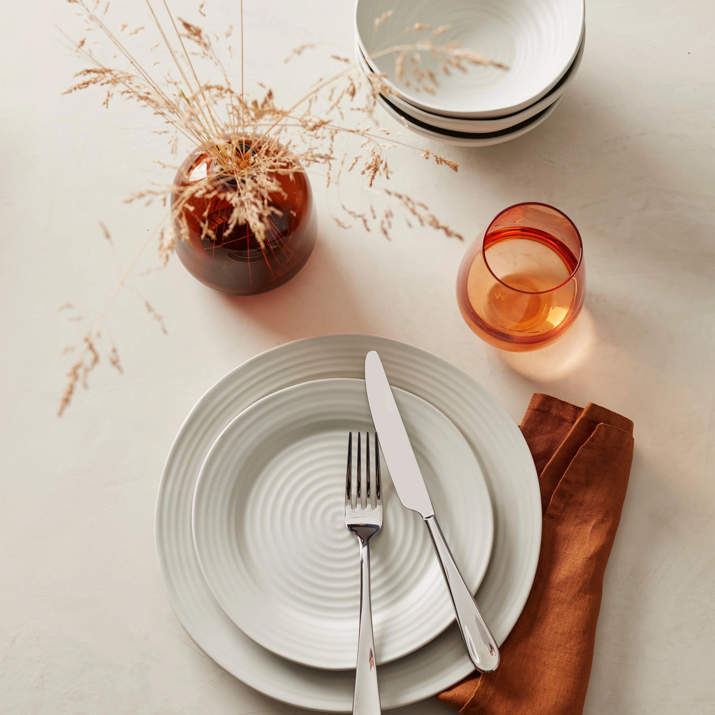 Ridge White 12-Piece Dinnerware Set
