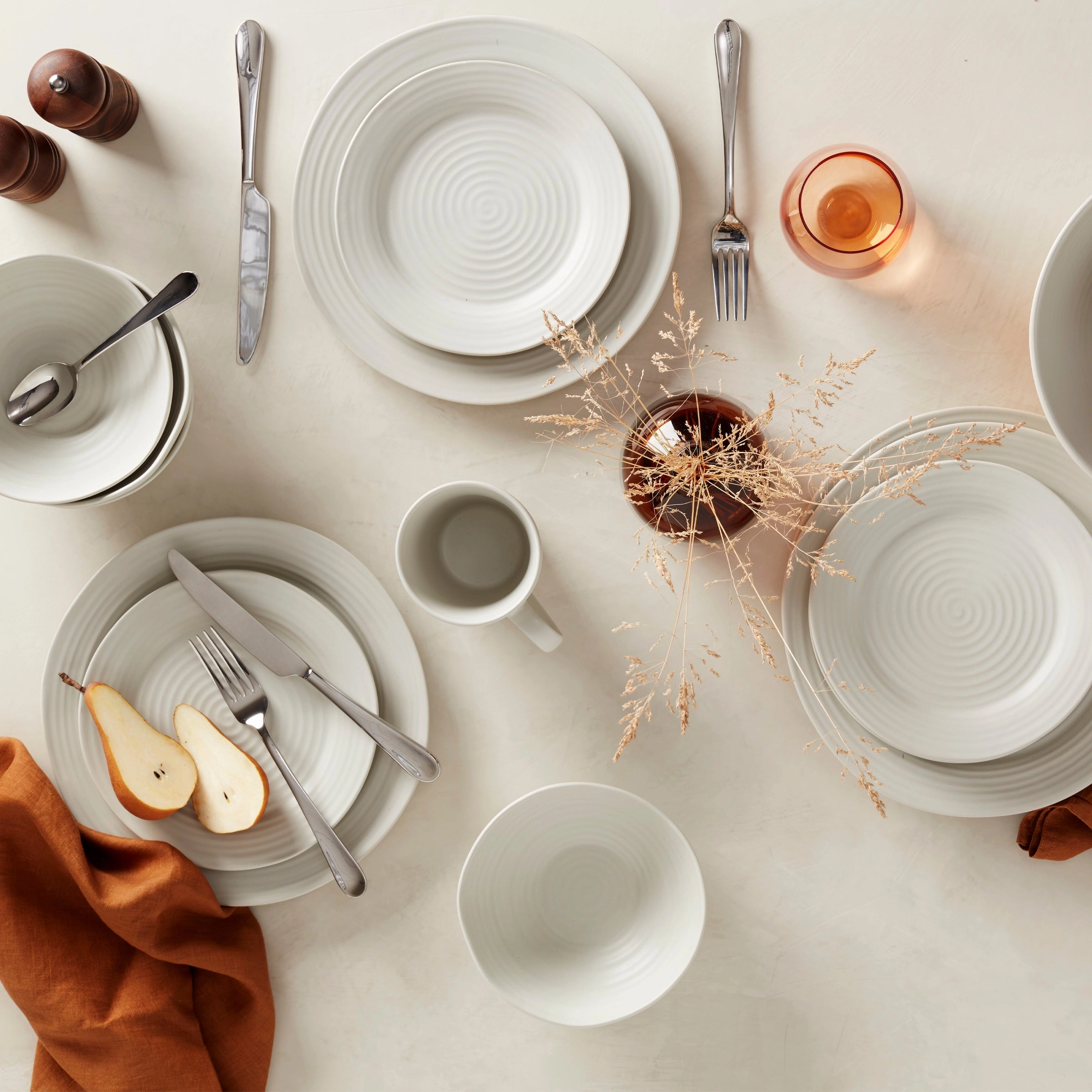 Ridge White 12-Piece Dinnerware Set