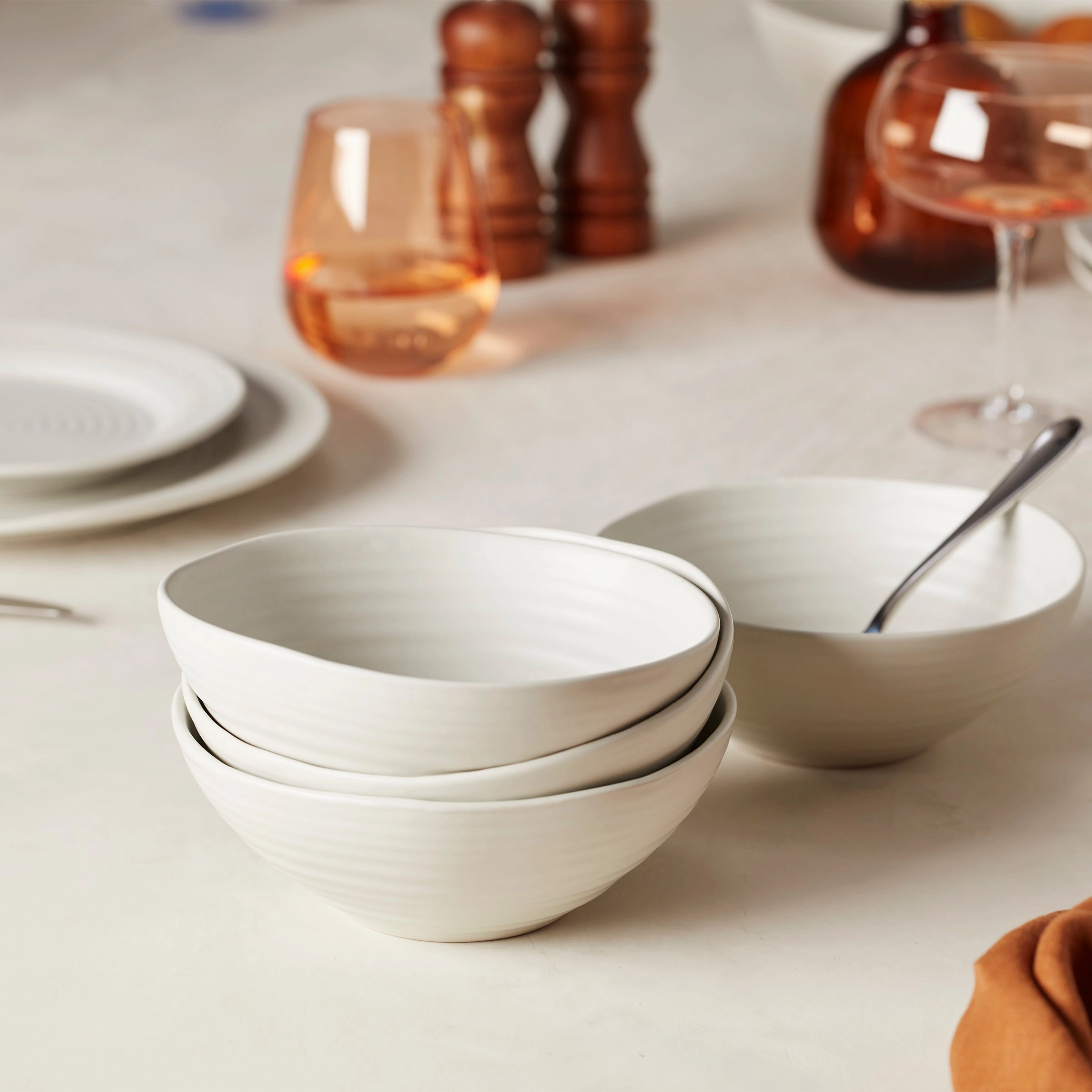 Ridge White 12-Piece Dinnerware Set