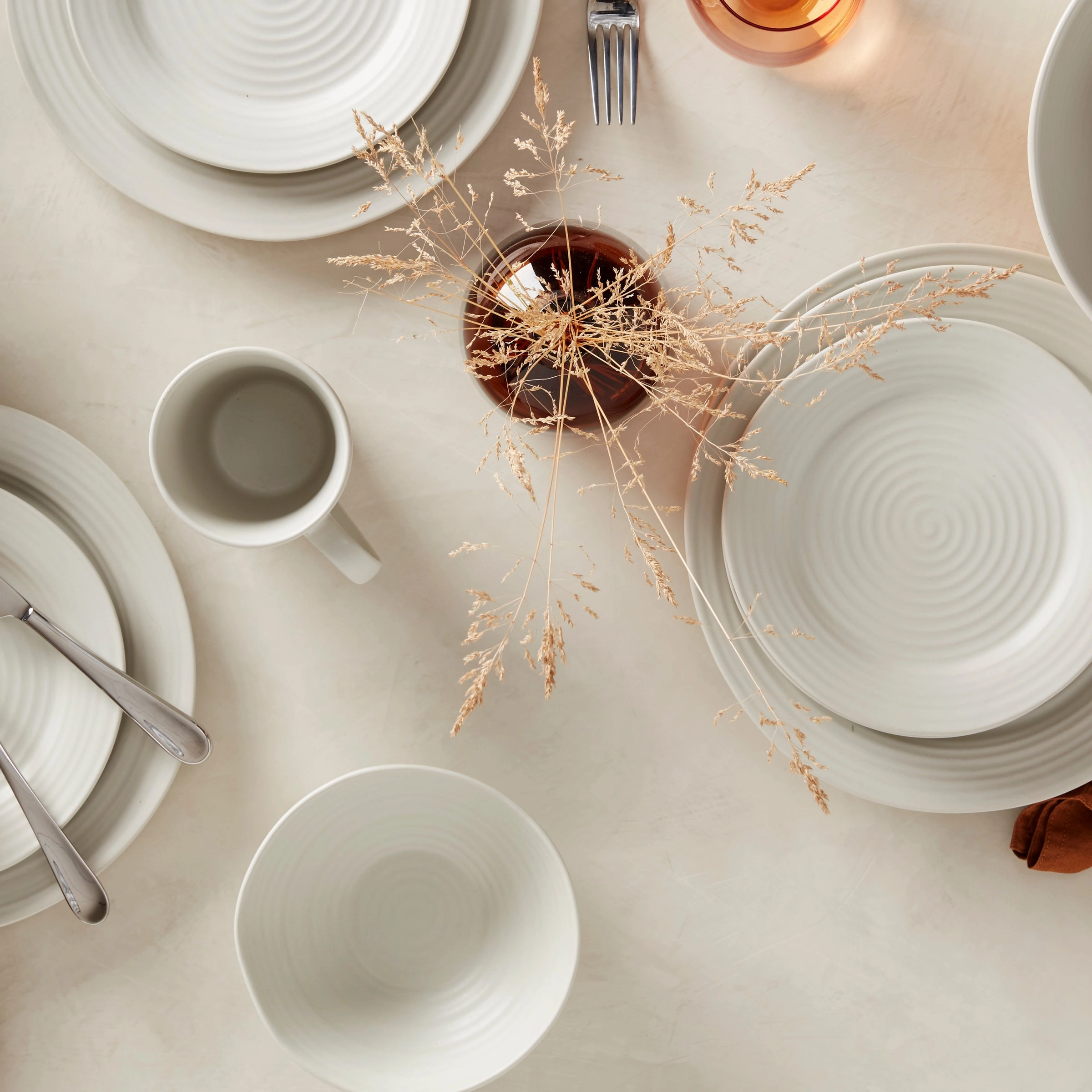 Ridge White 12-Piece Dinnerware Set