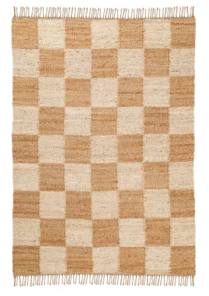 Riley Natural and Bleached Checkered Jute Rug *NO RETURNS UNLESS FAULTYmodern color block patchwork rug