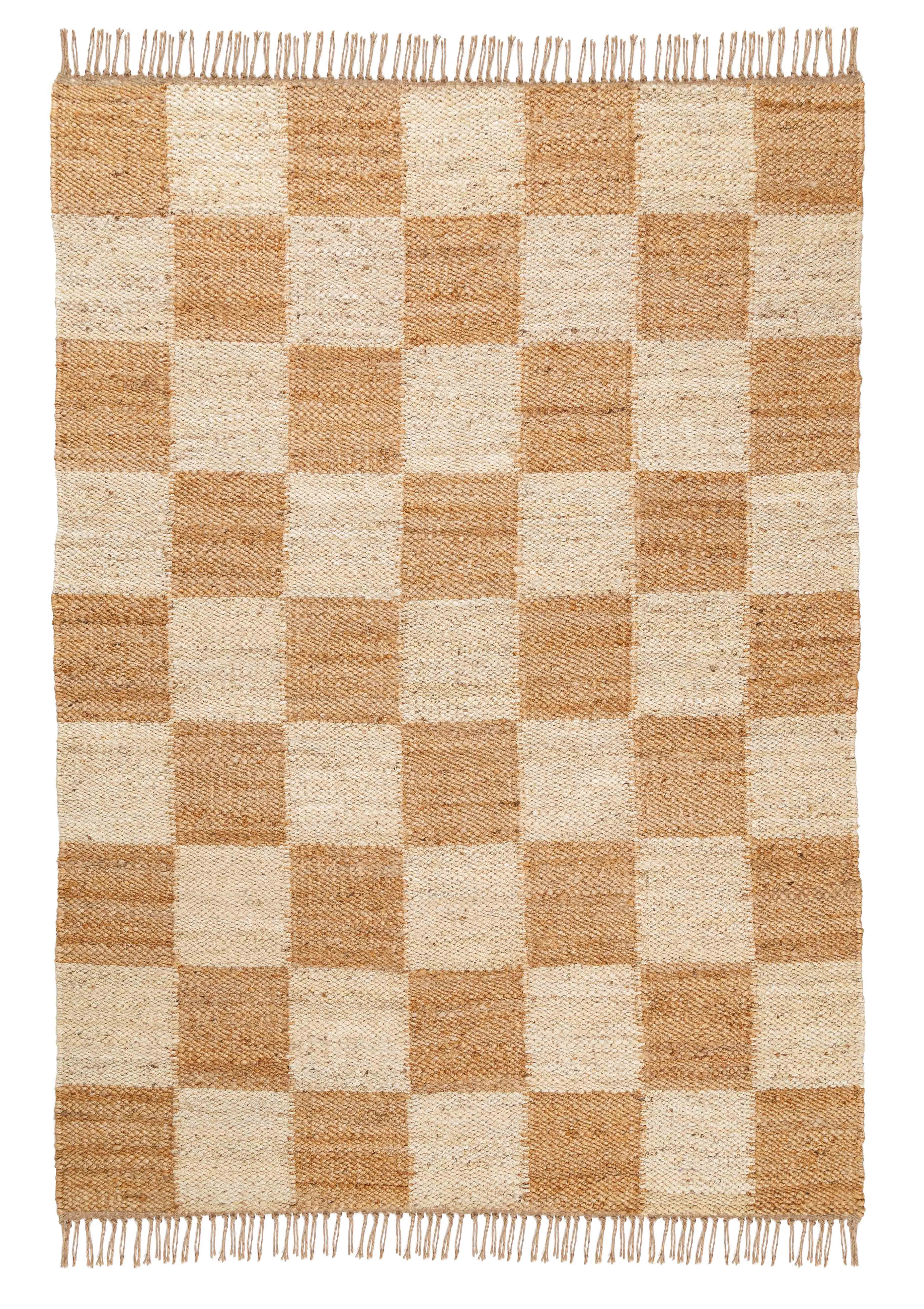 Riley Natural and Bleached Checkered Jute Rug *NO RETURNS UNLESS FAULTYmodern color block patchwork rug