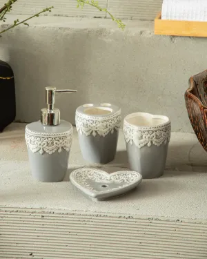Romantic Lace Heart 4-Piece Bath Setbathroom decor,boho bathroom decor,minimalist bathroom decor