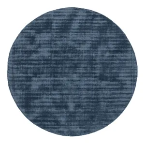 Rooney Navy Handwoven PET Round Rugmodern color block patchwork rug