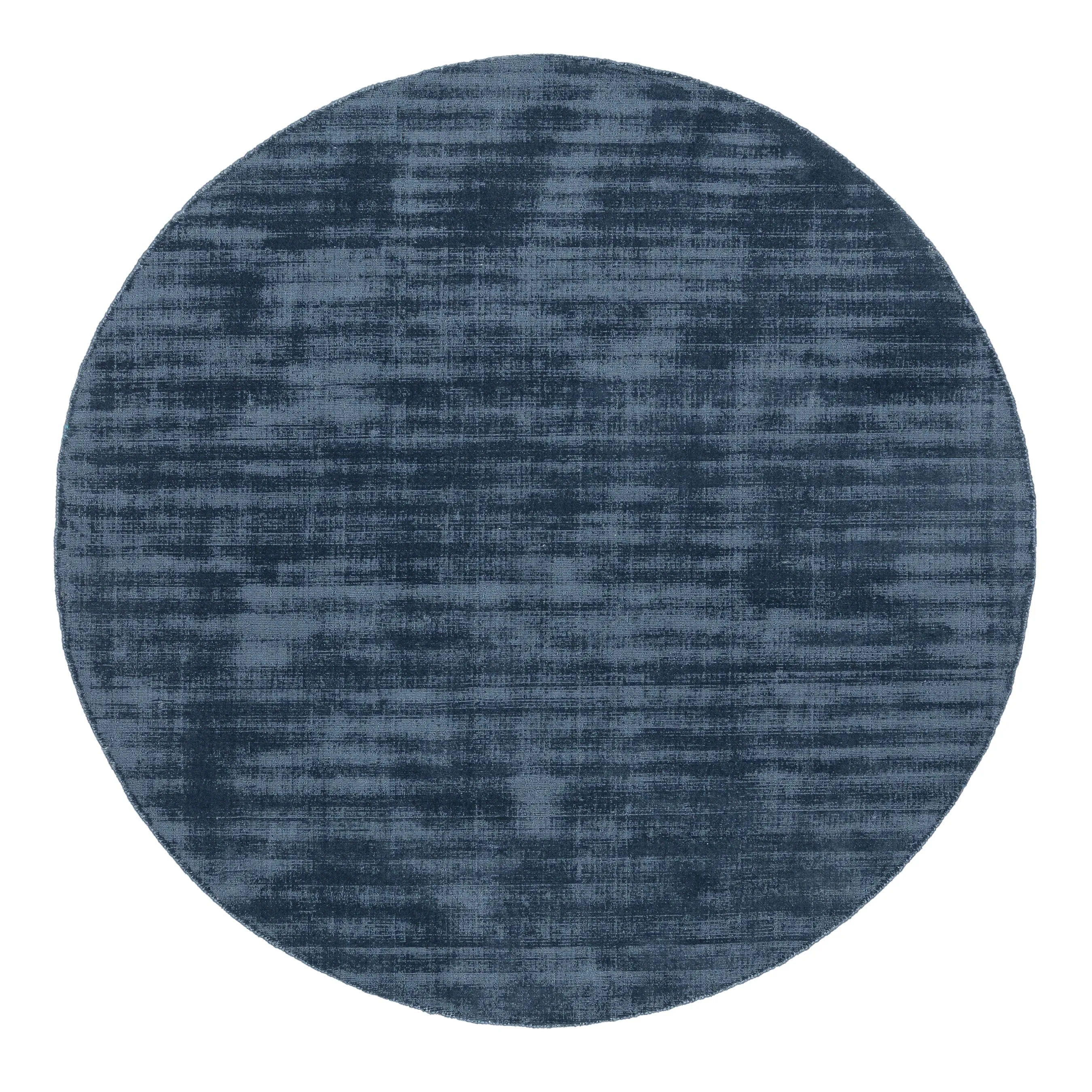Rooney Navy Handwoven PET Round Rugmodern color block patchwork rug