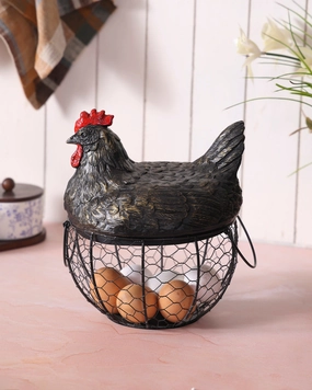 Rooster Egg Basket - Blackmodern kitchen decor ,kitchen dinner set ,dinnerware 
