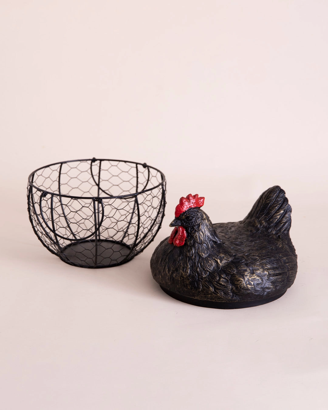 Rooster Egg Basket - Black