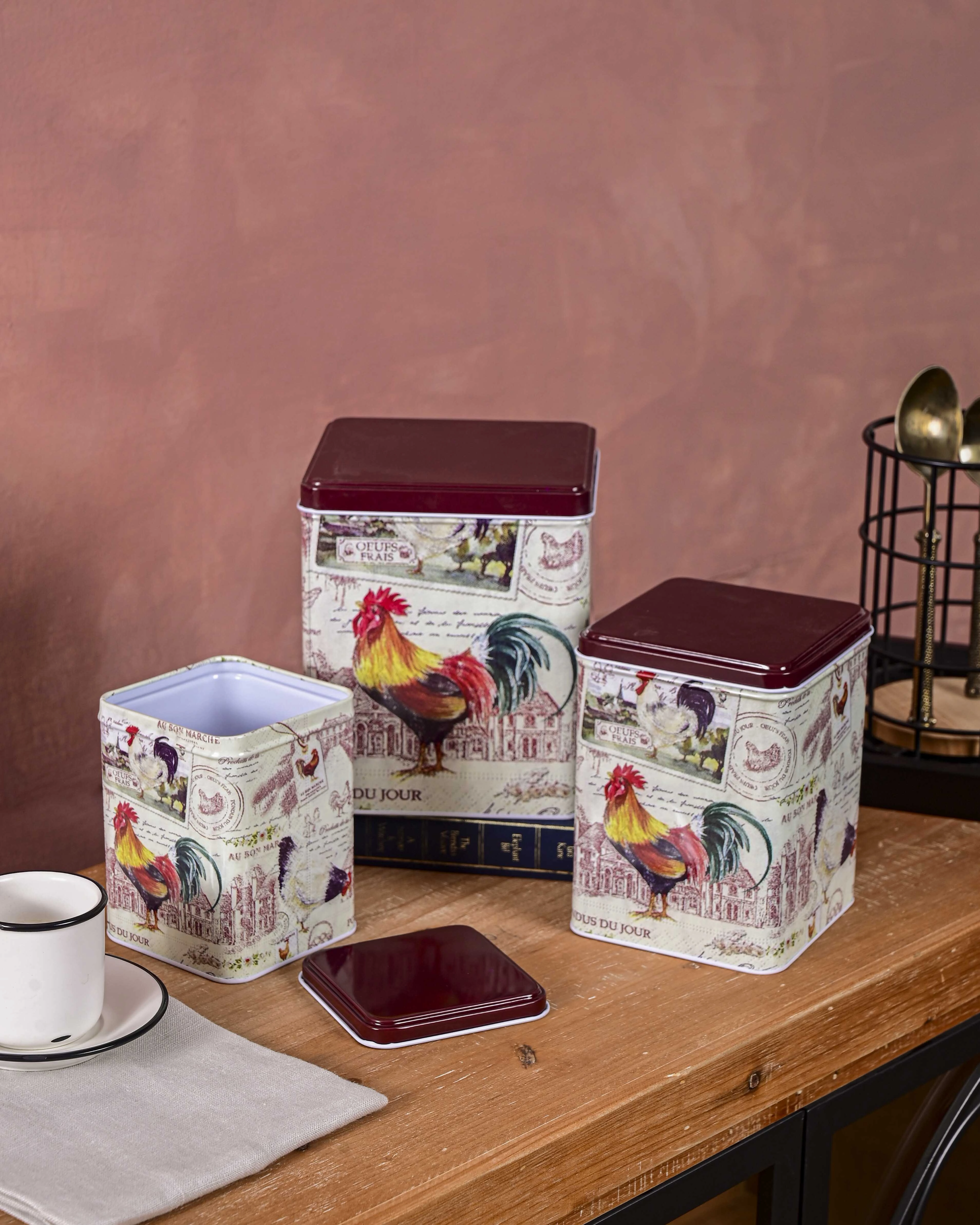 Rooster Storage Canisters - Set Of 3modern kitchen decor ,kitchen dinner set ,dinnerware 