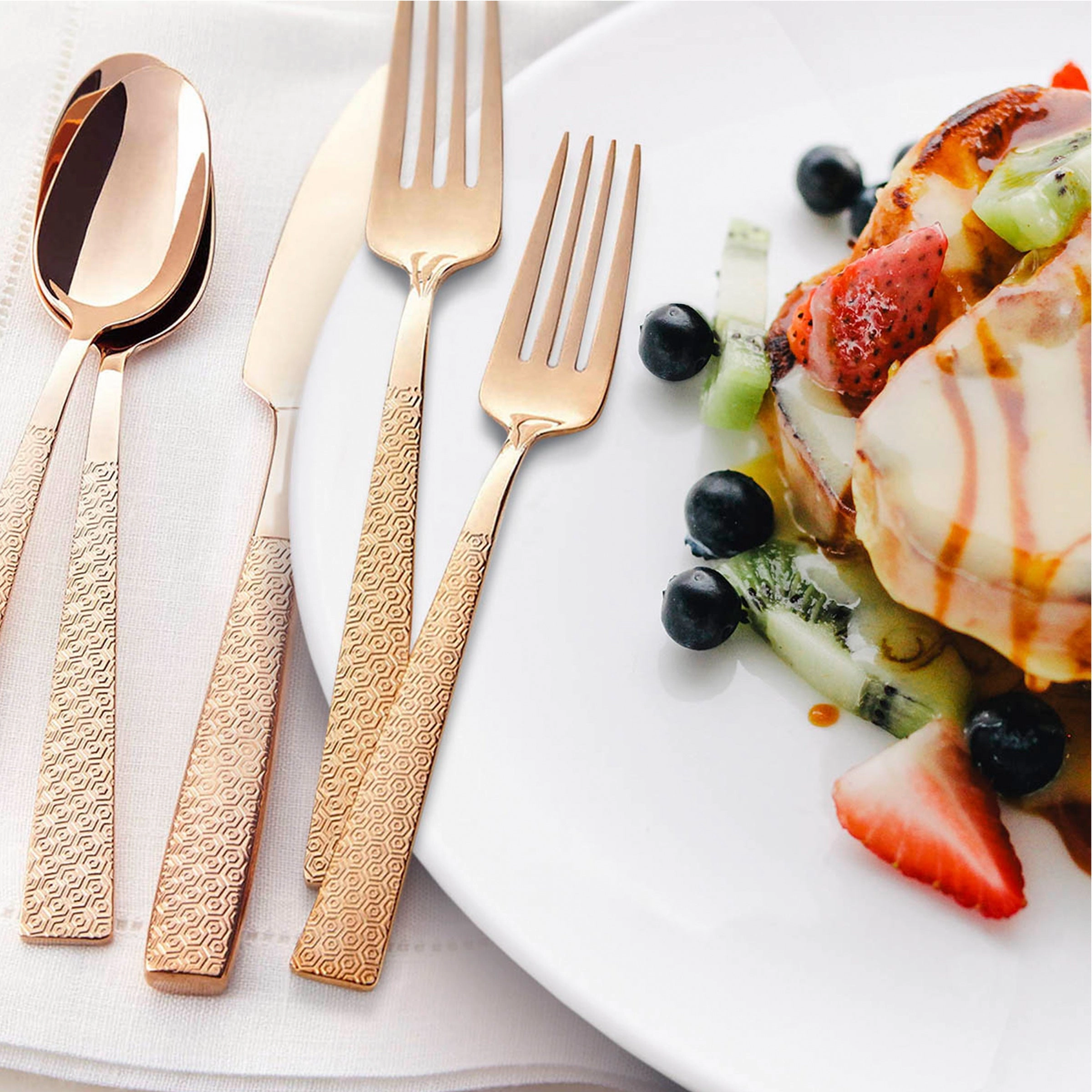 Rose In Full Rose Gold 20 Piece Flatware Set