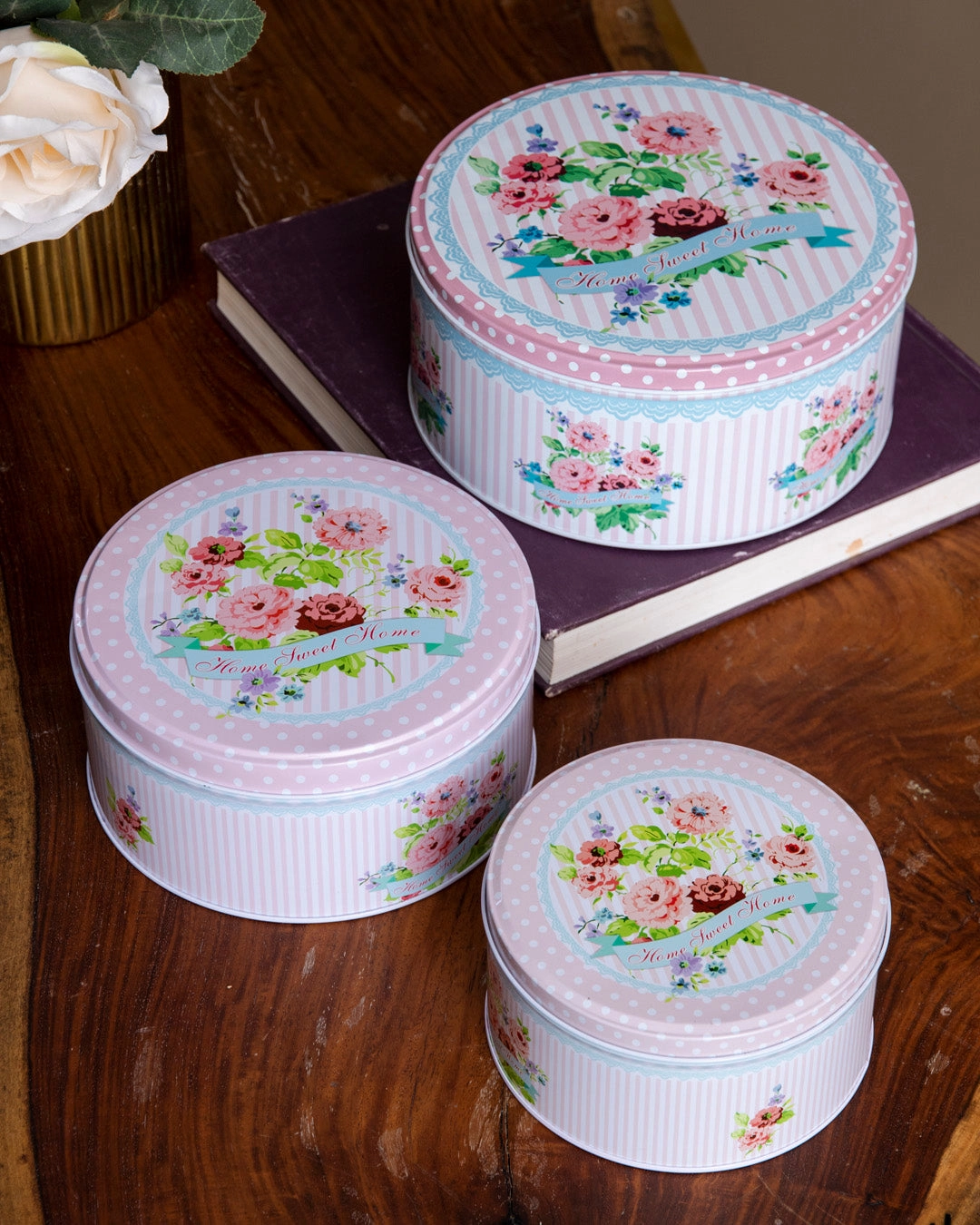 Rose Whimsy Round Storage Canister - Set Of 3