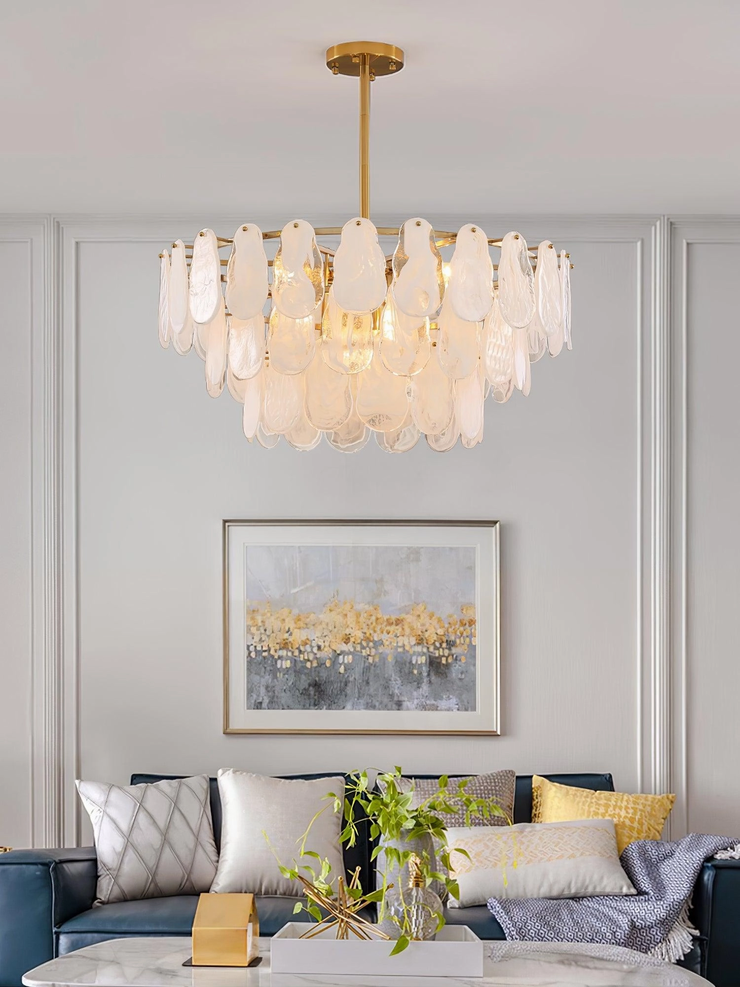 Round Cloud Glass Chandelier