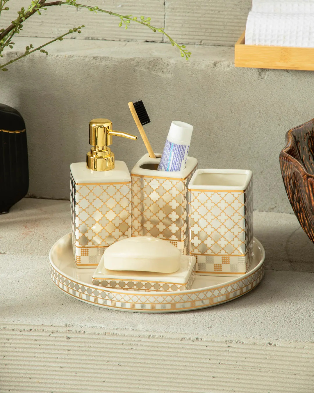 Royal Radiance 5-Piece Bath Set - White