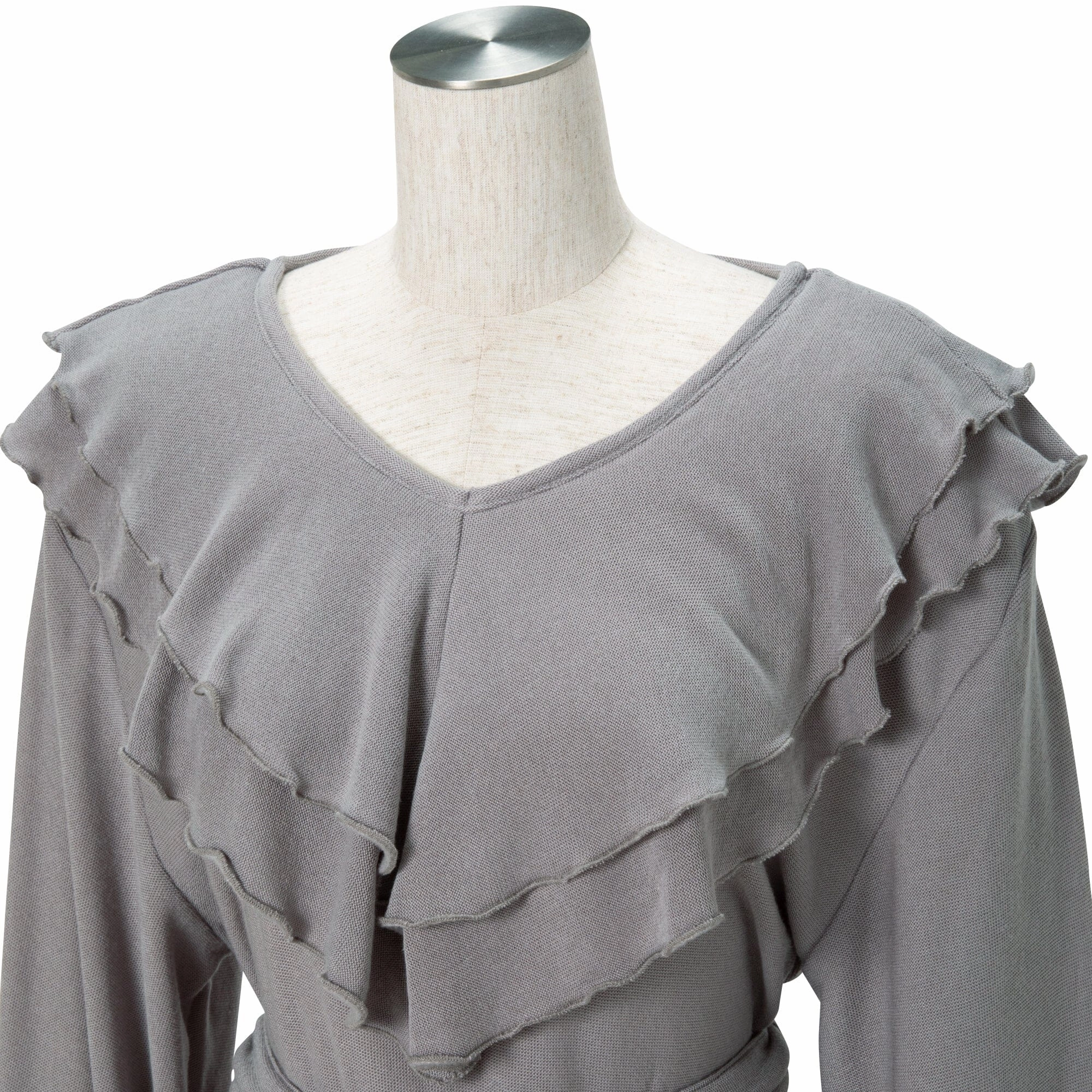 Ruffle Collar Knit Pajama Gray