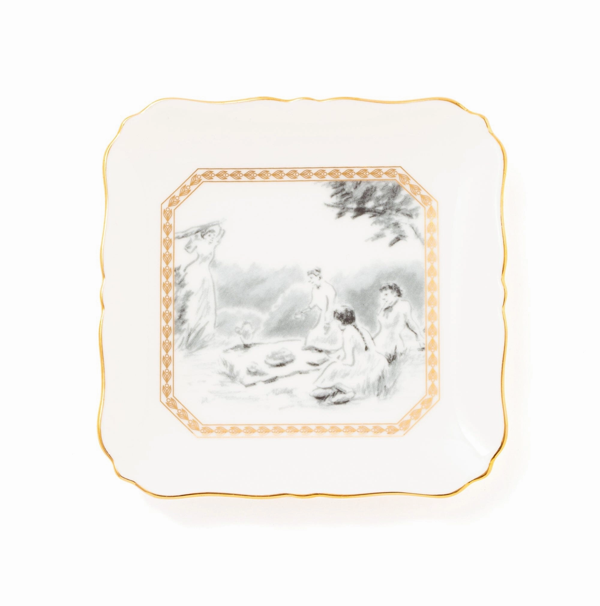 RURU MARY'S Square Plate Picnichand-painted ceramic bowl