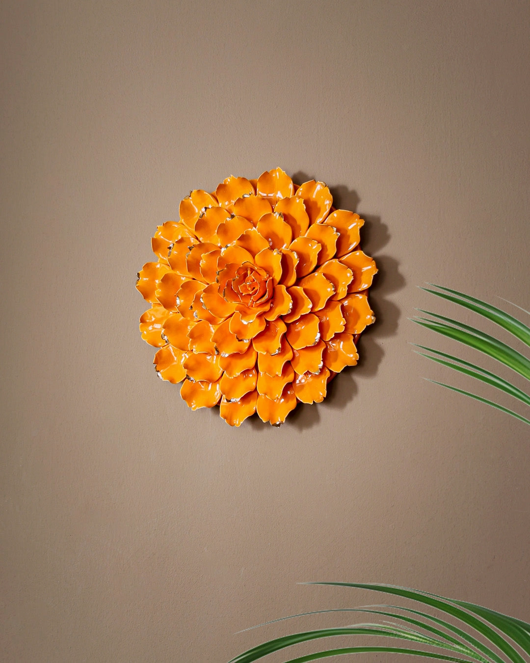 Rustic Floral Decorative Wall Accent - Orange - Set Of 2