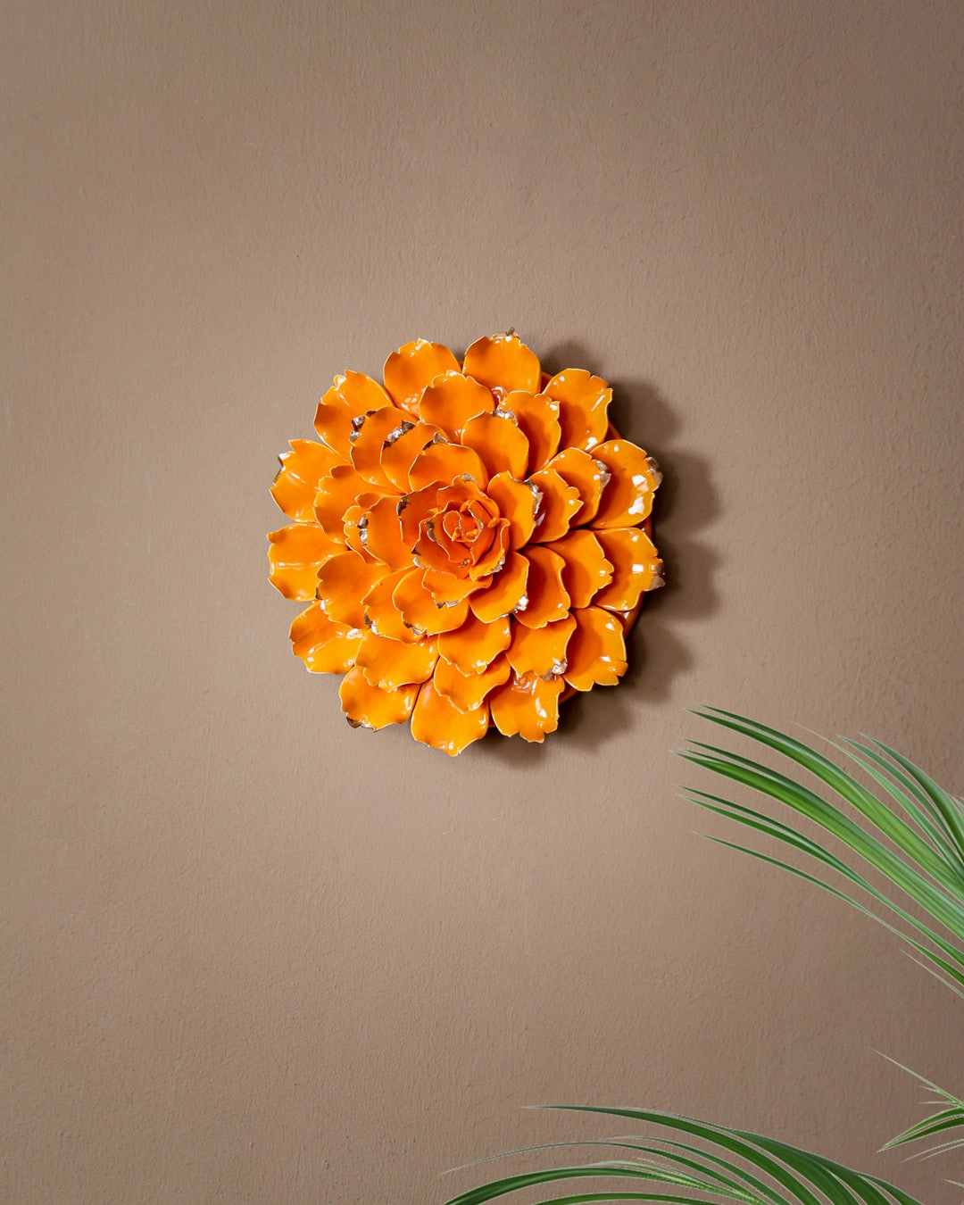 Rustic Floral Decorative Wall Accent - Orange - Set Of 2