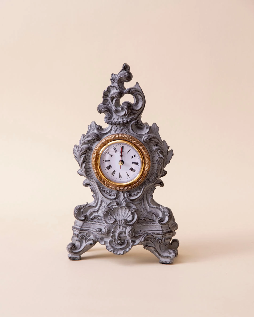 Rustic Grey Victorian Table Top Clock