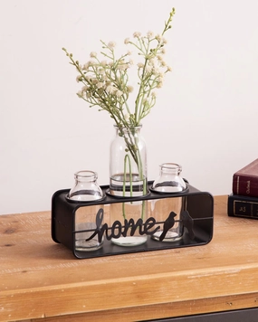 Rustic Home Glass Vase Set With Metal Standhome decor ,wall decor 