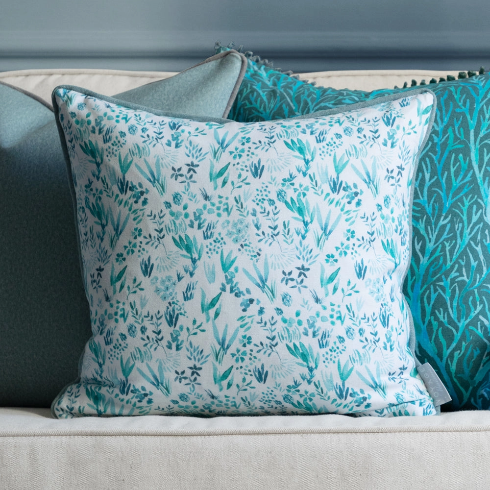 Saana Printed Piped Cushion Tealbedding sets ,throw blankets 