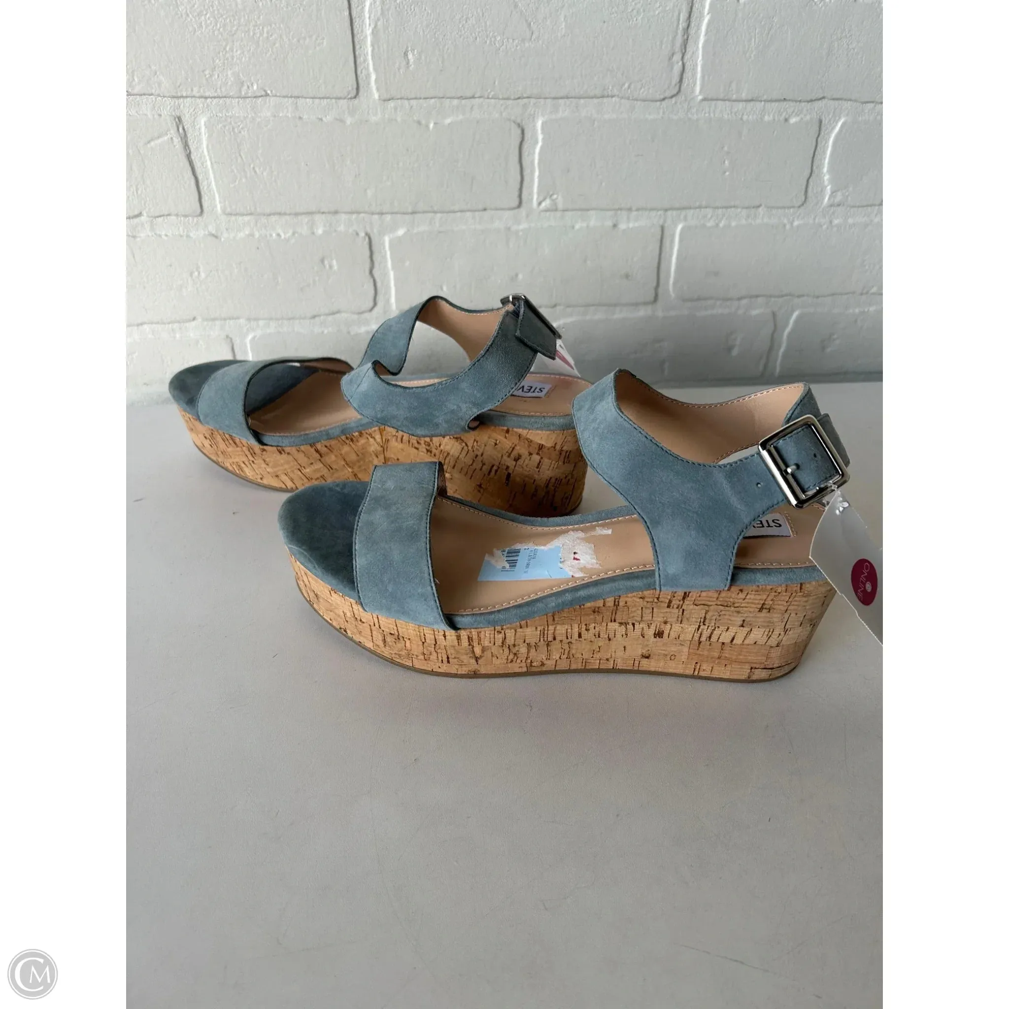 Sandals Heels Wedge By Steve Madden In Blue, Size: 8